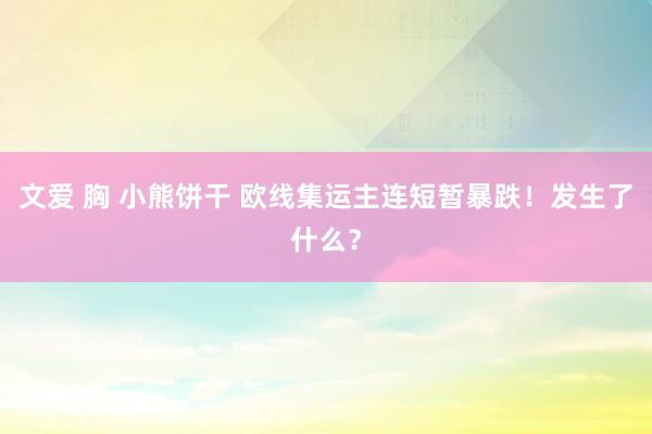 文爱 胸 小熊饼干 欧线集运主连短暂暴跌！发生了什么？