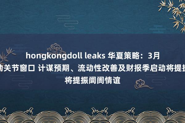 hongkongdoll leaks 华夏策略：3月为春季躁
