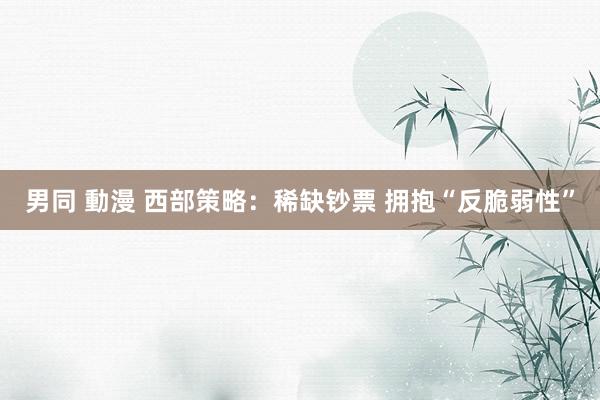 男同 動漫 西部策略：稀缺钞票 拥抱“反脆弱性”